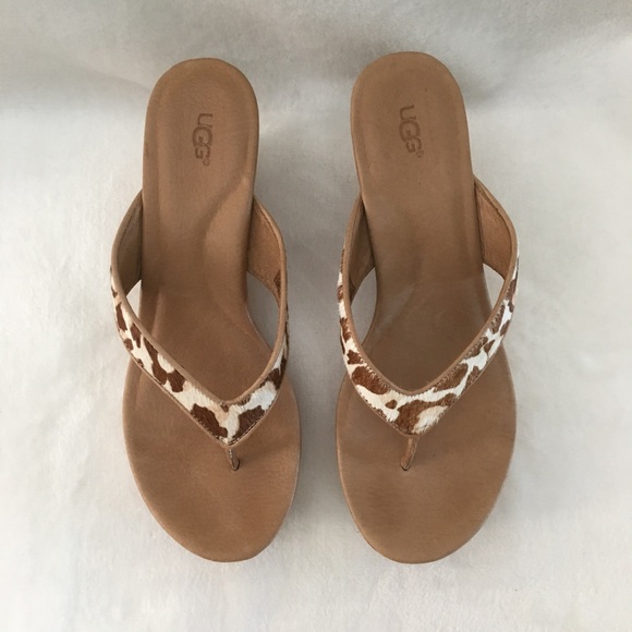 UGG Shoes - UGG Cork Wedges with Animal Print Calf Hair. Sz 8.